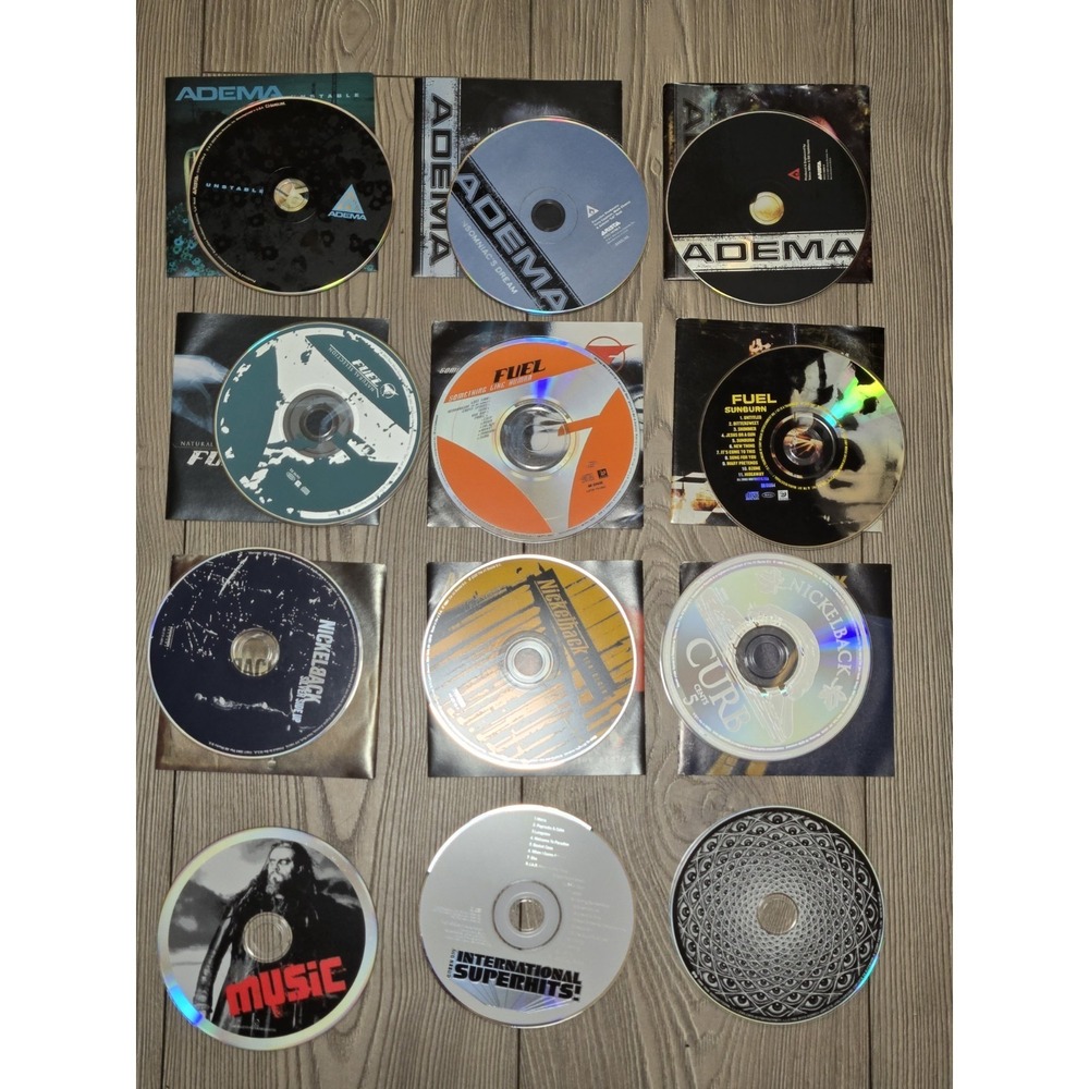 12 CD Lot Rock Music - Adema Fuel Nickelback - Numetal Hard Rock - No Cases
